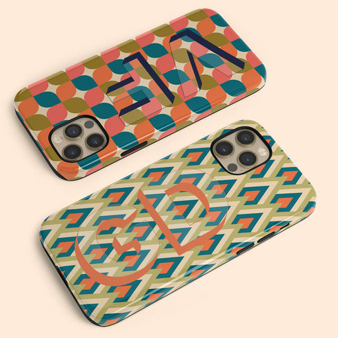 Retro Custom 3D Initials iPhone Case